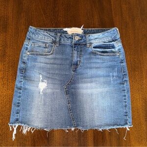Altar’d State Distressed Denim Mini‎ Skirt Blue Jean Size Small